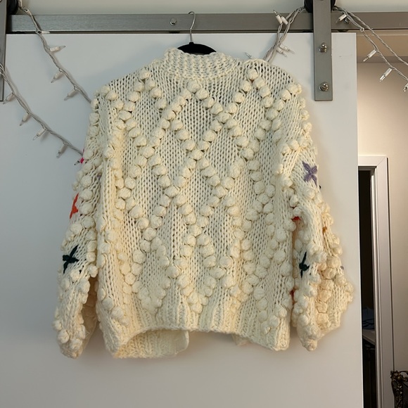 Anthropologie Chunky Knit Pom Pom Open Cardigan, Retail $180 ONE SIZE FITS MOST - Picture 4 of 4